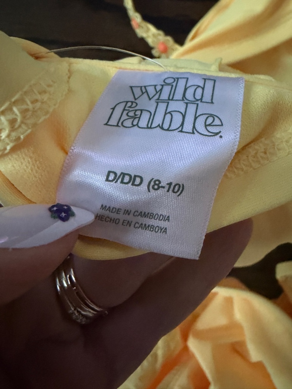 NWT Retro wild fable Bright Yellow Bikini Top with Daisy Accent - Picture 5 of 6